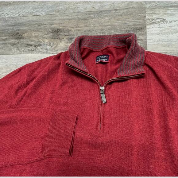 Untuckit Belguardo Mens 2XL Extra‎ Fine Merino Wool Quarter Zip Pullover Sweater - Picture 1 of 8